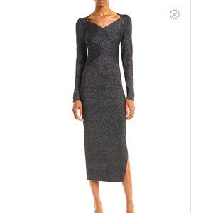 NWT Ted Baker London Tabytha Metallic Long Sleeve Faux Wrap Sweater Dress